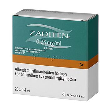 ZADITEN 0,25 MG/ML SILMÄTIPAT KERTA-ANNOSPAKKAUKSESSA 20 x 0,4 ml