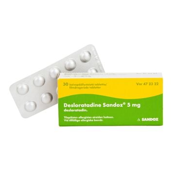 DESLORATADINE SANDOZ 5 mg KALVOPÄÄLLYSTEINEN TABLETTI 30 fol