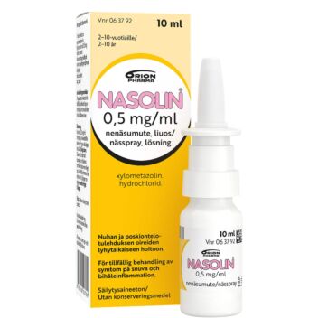 NASOLIN 0,5 mg/ml NENÄSUMUTE, LIUOS SÄILYTYSAINEETON 10 ml