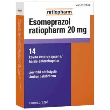 ESOMEPRAZOL RATIOPHARM 20 MG OHUTSUOLESSA HAJOAVA KAPSELI 14 fol