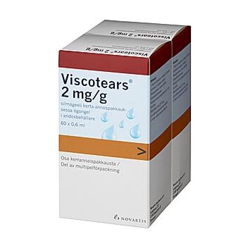 VISCOTEARS 2 mg/g SILMÄGEELI KERTA-ANNOSPAKKAUKSESSA 120 x 0,6 ml