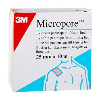 MICROPORE 2,5CMX10M RUSKEA VAIHTORULLA 1 KPL