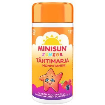 MINISUN MONIVITAMIINI JUNIOR TÄHTIMARJA 100 KPL