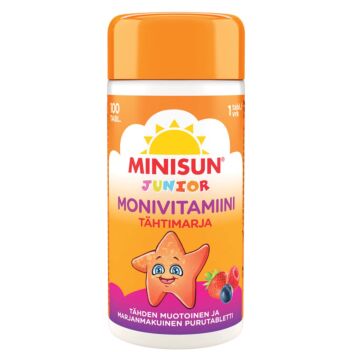 MINISUN MONIVITAMIINI JUNIOR TÄHTIMARJA 100 KPL