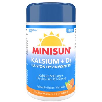MINISUN KALSIUM+D-VITAMIINI SITRUS 100 PURUTABL