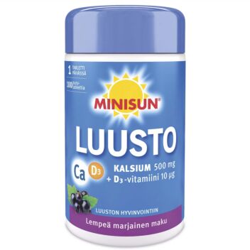 MINISUN LUUSTO KALSIUM+D MARJAINEN PURUTABL 100 KPL