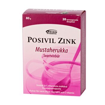 POSIVIL ZINK MUSTAHERUKKA KUUMAJUOMAJAUHE ANNOSPUSSI 20 KPL