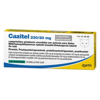 CAZITEL 230MG/20MG VET TABL KISSOILLE 2 fol