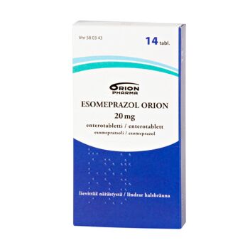 ESOMEPRAZOL ORION 20 MG OHUTSUOLESSA HAJOAVA TABLETTI 14 fol