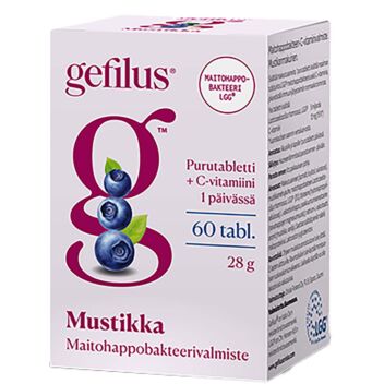 GEFILUS MUSTIKKA PURUTABLETTI 60 KPL