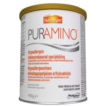 NUTRAMIGEN PURAMINO JAUHE, IMEVÄISTEN/LASTEN LETKU-/TÄYDENNYSRAVINTOVALMISTE 400 G