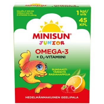 MINISUN OMEGA-3 + D3 JUNIOR GEELIPALA 45 KPL