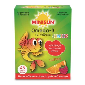 MINISUN OMEGA-3 + D3 JUNIOR GEELIPALA 45 KPL