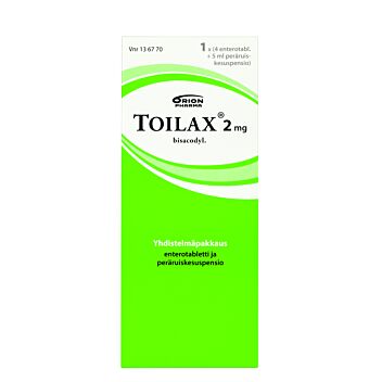 TOILAX YHDISTELMÄPAKKAUS 5 MG + 2 MG/ML OHUTSUOLESSA HAJOAVA TABLETTI JA PERÄRUISKE 4 fol + 5 ml