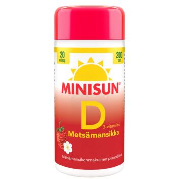 MINISUN D-VITAMIINI 20 MIKROG METSÄMANSIKKA PURUTABL 200 KPL