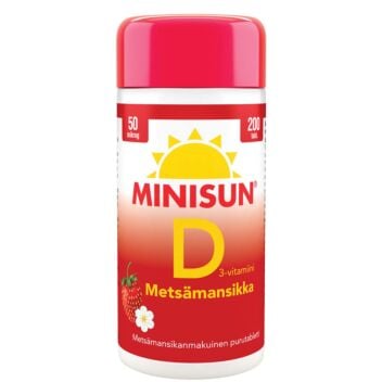 MINISUN D-VITAMIINI 50 MIKROG METSÄMANSIKKA PURUTABL 200 KPL