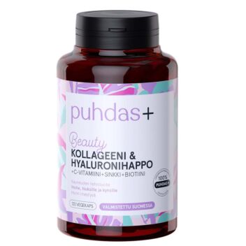 PUHDAS+ BEAUTY KOLLAGEENI & HYALURONIHAPPO KAPS 120 KPL