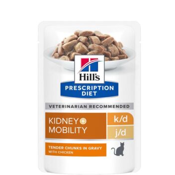 HILL'S FELINE K/D+J/D KIDNEY+MOBILITY PRESCRIPTION DIET CHICKEN 12X85 G