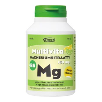 MULTIVITA MAGNESIUMSITRAATTI + B6 LIME-SITRUUNA PURUTABL 90 KPL