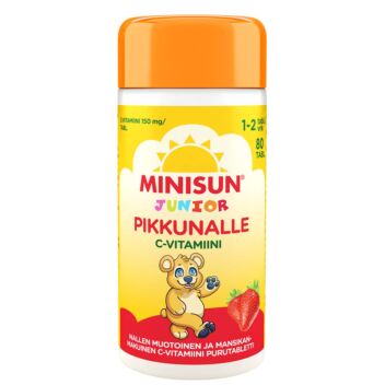 MINISUN JUNIOR C-VITAMIINI MANSIKKA 80 TABL
