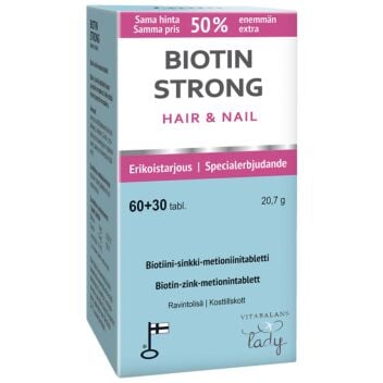 BIOTIN STRONG KAMPANJAPAKKAUS TABL 60+30 kpl | Vitamiinit ja ravinto