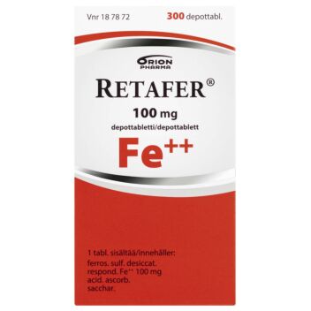 RETAFER 100 mg PITKÄVAIKUTTEINEN TABLETTI 300 kpl