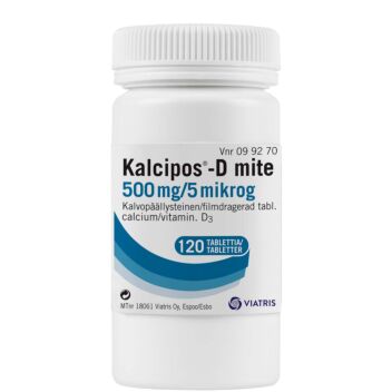 KALCIPOS-D MITE 500 mg/5 mikrog KALVOPÄÄLLYSTEINEN TABLETTI 120 kpl