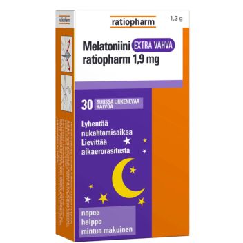 MELATONIINI EXTRA VAHVA RATIOPHARM 1,9 MG SUUSSA LIUKENEVA KALVO 30 KPL