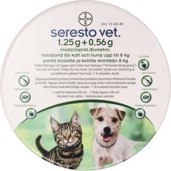 SERESTO VET. KISSA JA KOIRA ALLE 8 KG 1,25G/0,56G PANTA 1 kpl