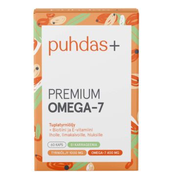 PUHDAS+ PREMIUM OMEGA-7 400 MG KAPS 60 kpl