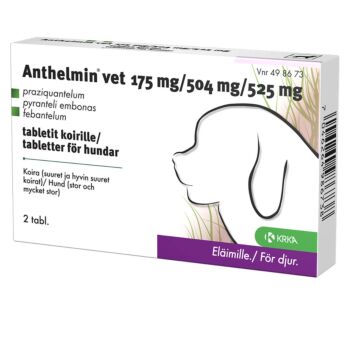 ANTHELMIN VET 175 MG/504 MG/525 MG KOIRA 2 fol
