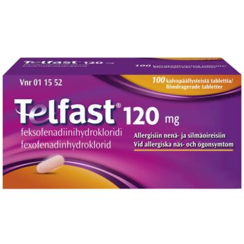 TELFAST 120 mg KALVOPÄÄLLYSTEINEN TABLETTI 100 fol