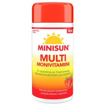 MINISUN MONIVITAMIINI MULTI MANSIKKA 90 TABL