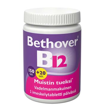 BETHOVER B12 1 MG VADELMA 150+20 TABL