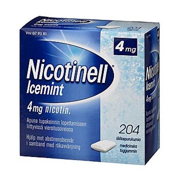 NICOTINELL ICEMINT 4 mg LÄÄKEPURUKUMI 204 fol