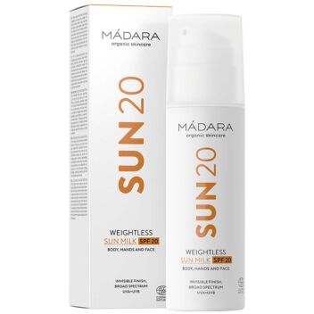 MADARA SUN WEIGHTLESS SUN MILK SPF20 BODY, HANDS AND FACE 150 ML