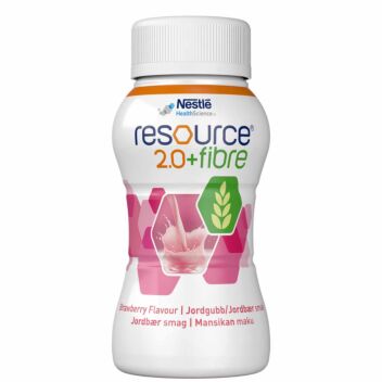 RESOURCE 2,0 + FIBRE NESTE, TÄYDENNYSRAVINTOVALMISTE MANSIKKA 4 X 200 ML