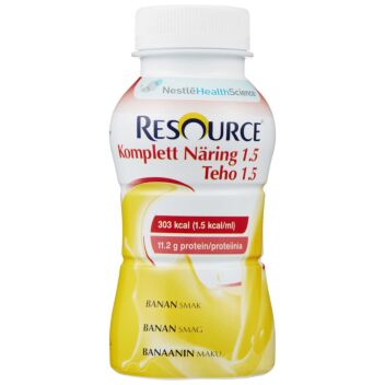 RESOURCE TEHO 1.5 NESTE, TÄYDENNYSRAVINTOVALMISTE BANAANI 4 X 200 ML