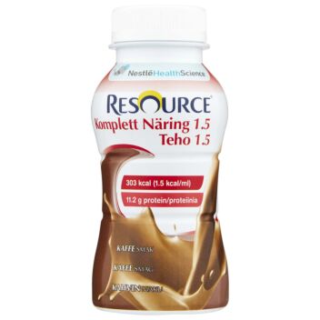 RESOURCE TEHO 1.5 NESTE, TÄYDENNYSRAVINTOVALMISTE KAHVI 4 X 200 ML