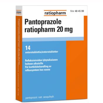 PANTOPRAZOLE RATIOPHARM 20 MG OHUTSUOLESSA HAJOAVA TABLETTI 14 fol