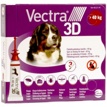 VECTRA 3D (KOIRA YLI 40 KG) 436/38,7/3175MG PAIKALLISVALELULIUOS 3x8 ml