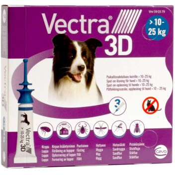VECTRA 3D (KOIRA 10-25 KG) 196/17,4/1429MG PAIKALLISVALELULIUOS 3x3,6 ml