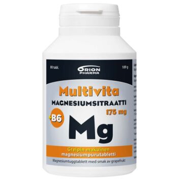 MULTIVITA MAGNESIUMSITRAATTI + B6 GREIPPI 175 MG PURUTABL 80 KPL