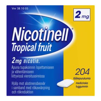 NICOTINELL TROPICAL FRUIT 2 mg LÄÄKEPURUKUMI 204 fol