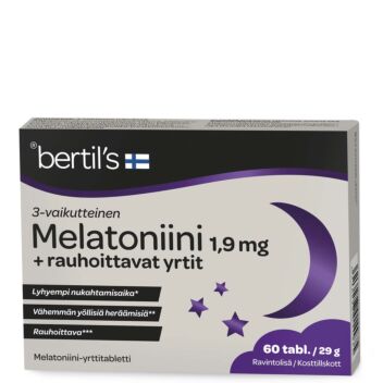 BERTIL'S MELATONIINI 1,9 MG + RAUHOITTAVAT YRTIT TABL 60 kpl