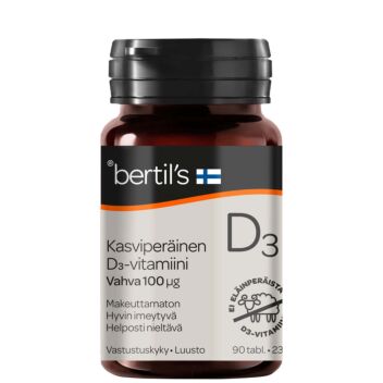 BERTIL'S KASVIPERÄINEN D3-VITAMIINI 100 MIKROG TABL 90 kpl