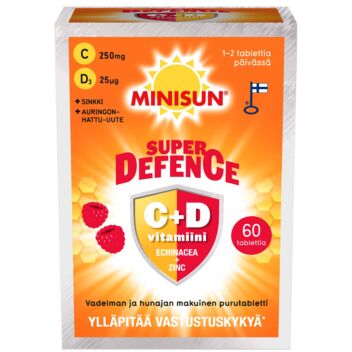 MINISUN SUPER DEFENCE VADELMA-HUNAJA TABL 60 kpl