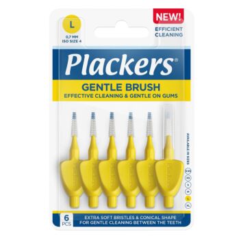 PLACKERS GENTLE BRUSH L 0.7 MM HAMMASVÄLIHARJA KELTAINEN 6 kpl