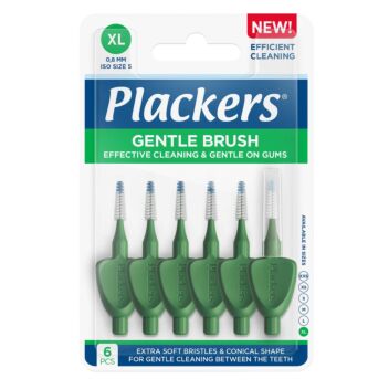 PLACKERS GENTLE BRUSH XL 0.8 MM HAMMASVÄLIHARJA VIHREÄ 6 kpl