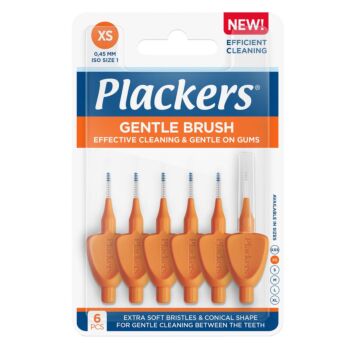 PLACKERS GENTLE BRUSH XS 0.45 MM HAMMASVÄLIHARJA ORANSSI 6 kpl